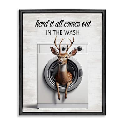 Stupell Herd It Comes Out In Wash Framed Floater Canvas Wall Art Design By Lettered and Lined