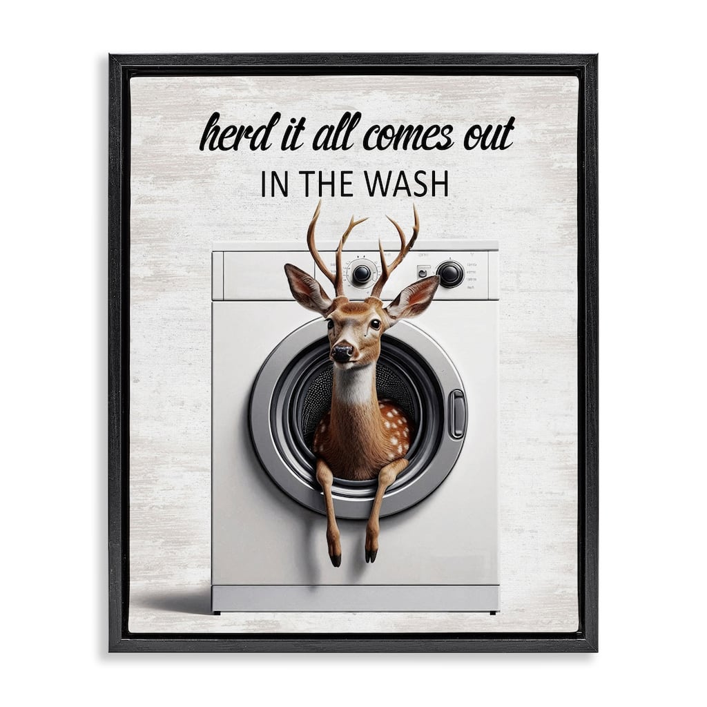 Stupell Herd It Comes Out In Wash Framed Floater Canvas Wall Art Design By Lettered and Lined