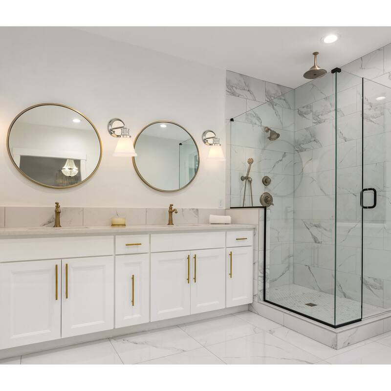 Alden Bath Light - Polished Nickel, Matte Opal - Polished Nickel