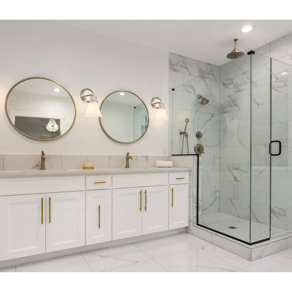 Alden Bath Light - Polished Nickel, Matte Opal