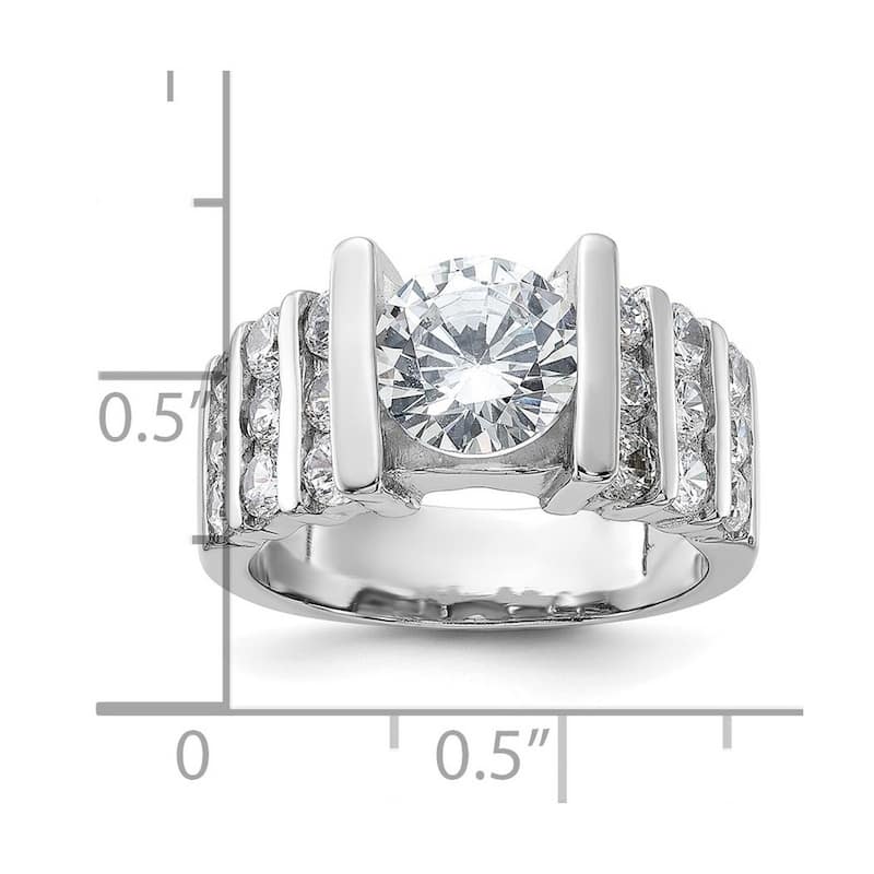 Curata 925 Sterling Silver Polished Open back CZ Cubic Zirconia Simulated Diamond Ring