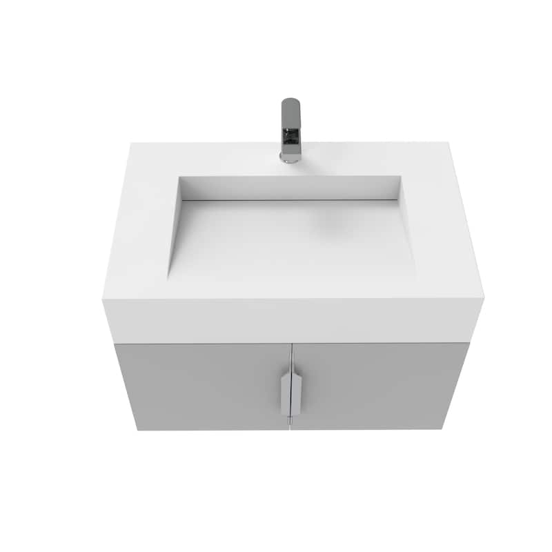 Nile 30-Inch Wall Mounted Bathroom Vanity Set w/ White Top