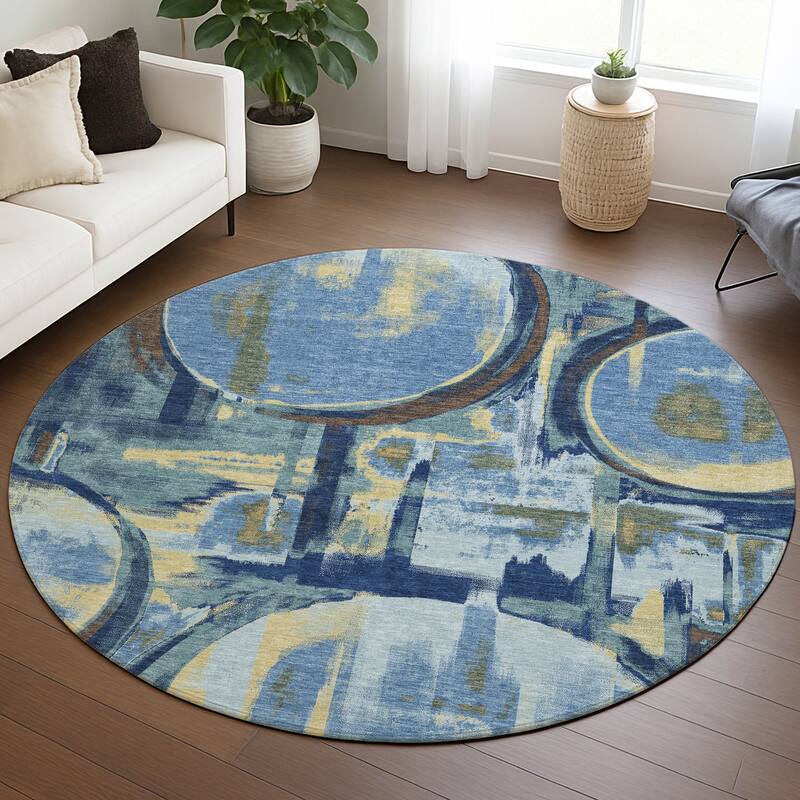 Machine Washable Indoor/ Outdoor Modern Erie Chantille Rug