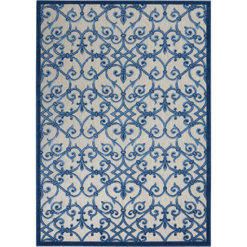 Nourison Aloha Transitional Scroll Indoor/Outdoor Damask Rug