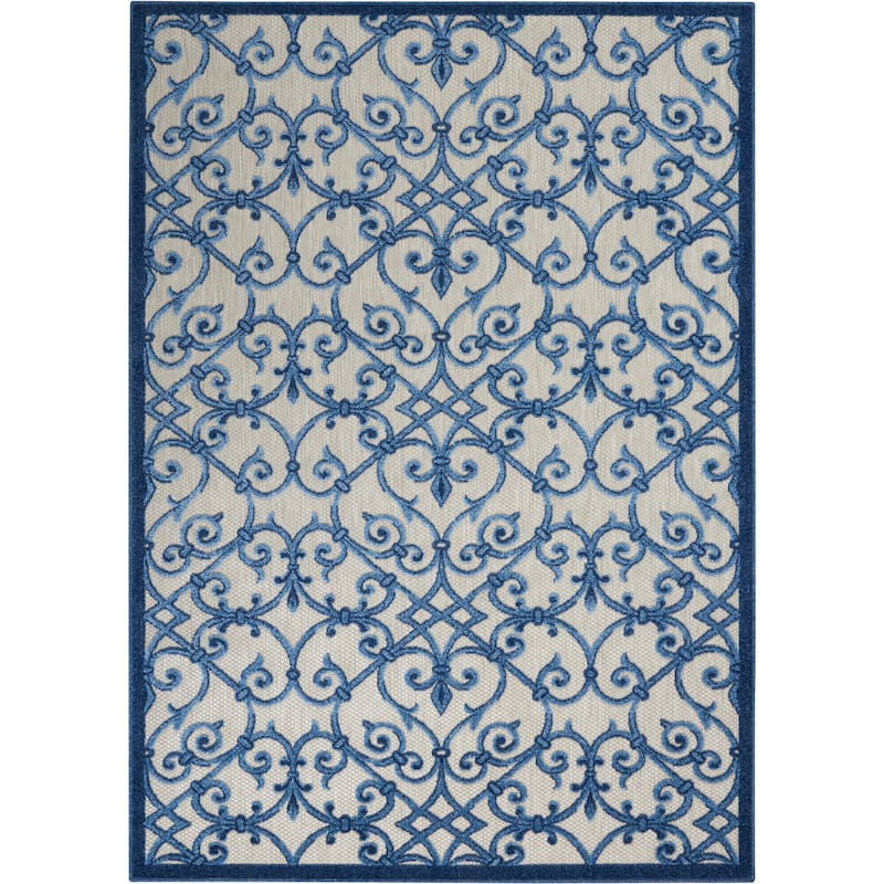 Nourison Aloha Transitional Scroll Indoor/Outdoor Damask Rug