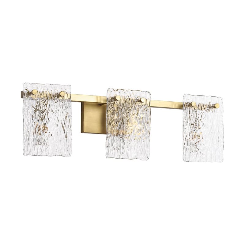 Modern 3-Light Rippled Glass Linear Bathroom Vanity Wall Lamp