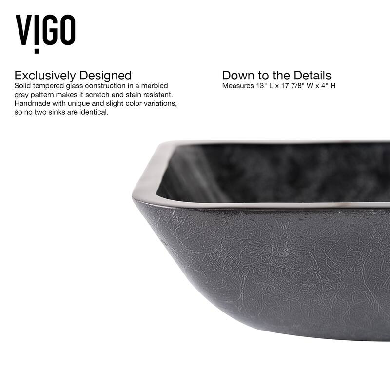 VIGO Donatello 18"L x 13"W Glass Vessel Sink and Niko 11"H Faucet Set