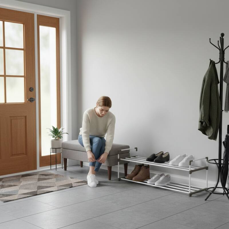 Shoe Rack - Shoe Organizer for Closet, Bathroom, Entryway by Home-Complete (White)