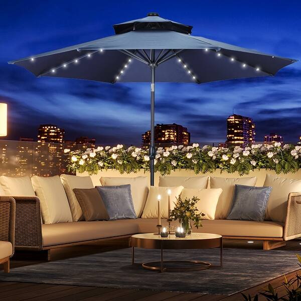ainfox 11ft 2 tier offset hanging patio solar-powered umbrella 10 ft Aluminum Outdoor Cantilever with Cross Bar Gray Umbrella Height Ainfox 10ft Double Top Heavy-Duty