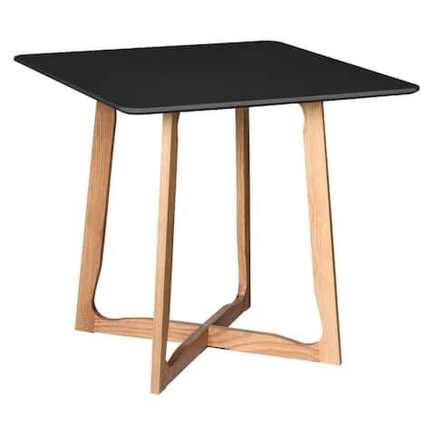 LeisureMod Cedar Bistro Dining Table W/ Wood X Shaped Sled Base