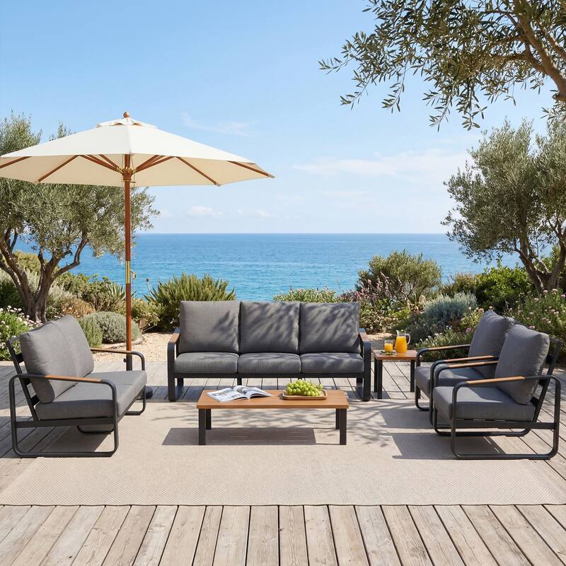 Outdoor Patio Conversation Sofa Set with Cushions