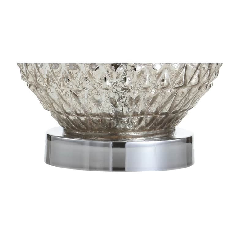 Krister 20.5" Glass/Metal LED Table Lamp, Silver/Ivory by JONATHAN Y