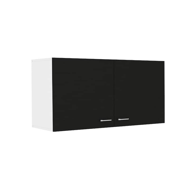 TUHOME Napoles Double Door Wall-Mounted Storage Cabinet - N/A - White/Black