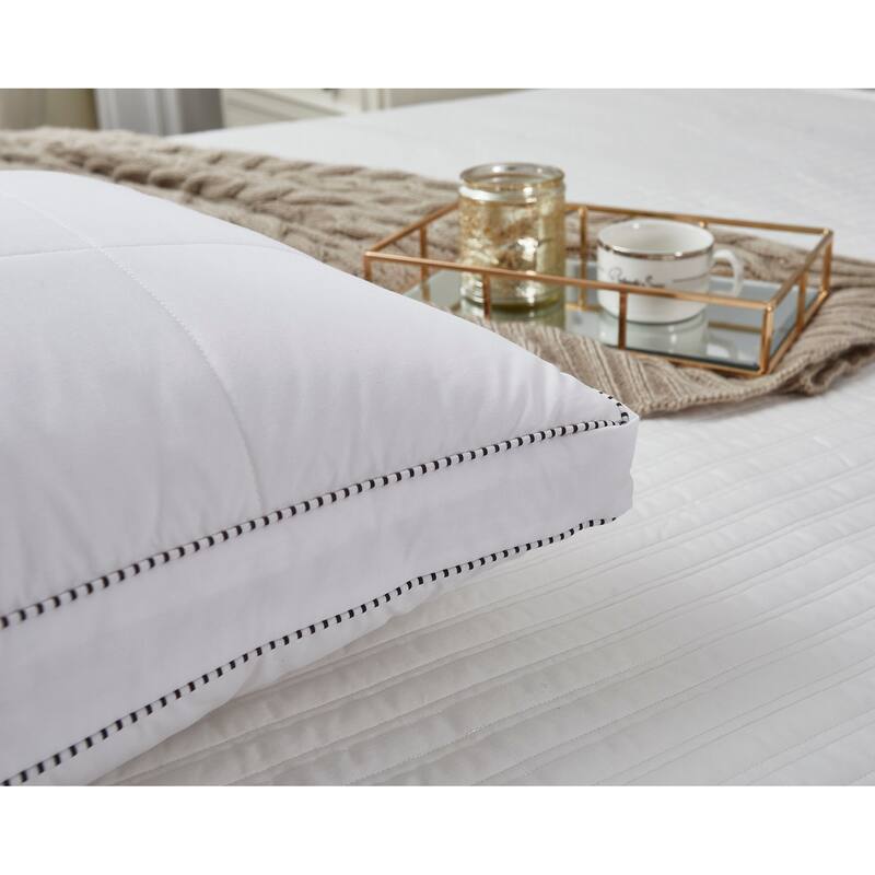 Hotel Grand Quilted White Goose Feather And Down Compartment Pillow (Set of 2)