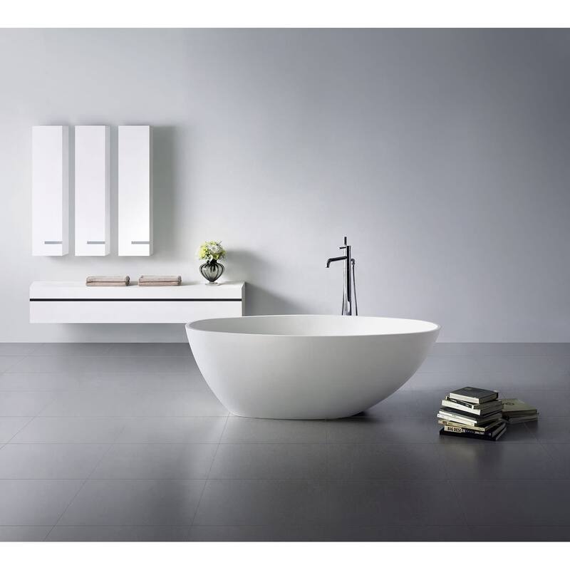 Kingston Brass Arcticstone 63" Free Standing Solid Surface Soaking Tub