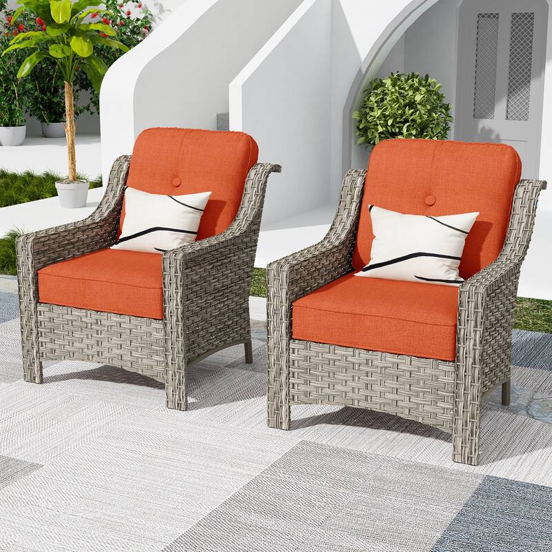 XIZZI 2-piece Patio Furniture Wicker Outdoor Chair Set - Red