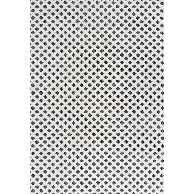 JONATHAN Y Citta High-Low Pile Mini-Diamond Trellis Indoor/Outdoor Area Rug - 5 X 8 - White/Black