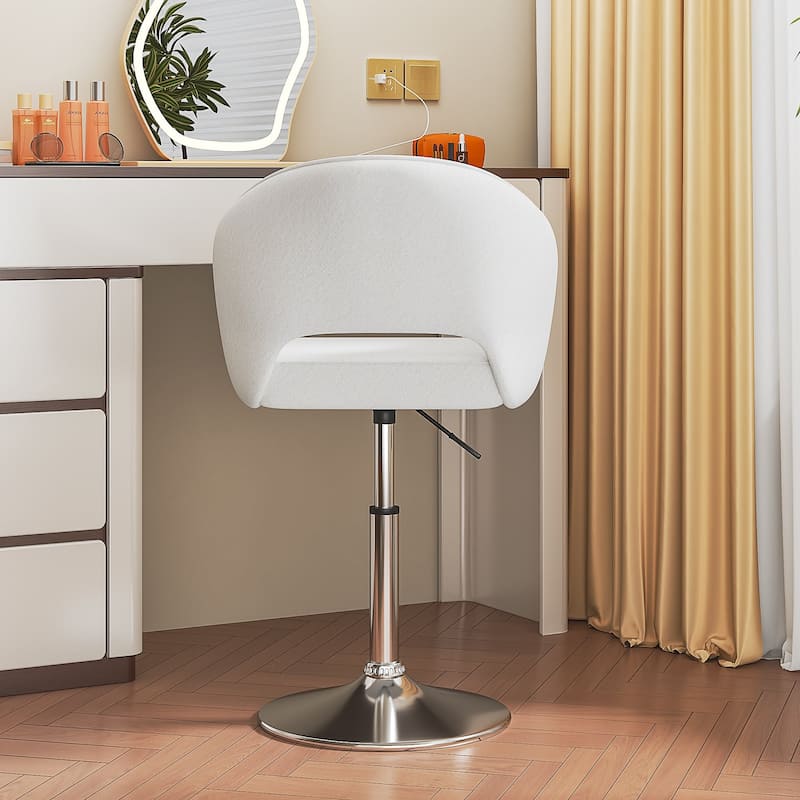 VECELO White 360 Swivel Office Chair Multifunctional Adjustable Height Hollow Back Comfortable Sponge Padding Bar Stool