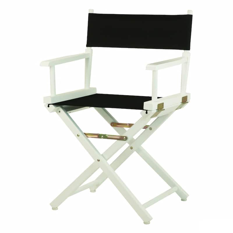 White Frame 18-inch Director's Chair - 33.75"h x 21.75"w x 17"d - 33.75"h x 21.75"w x 17"d - Black