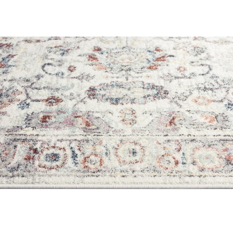 Jinnie Cream and Purple Multi-Color Distressed Rug