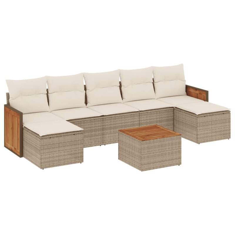 vidaXL Patio Sofa Set with Cushions Outdoor Conversation Furniture Poly Rattan