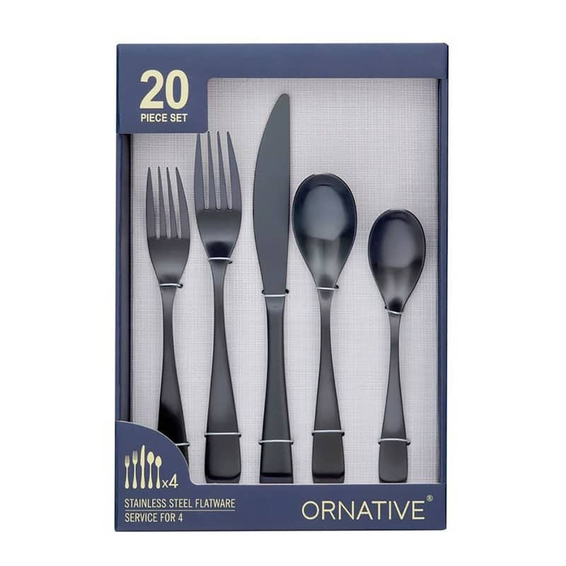 Ornative Percival 18/0 Stainless Steel 20 Pieces Flatware Set - 10.63" H x 6.69" W x 2.76" D