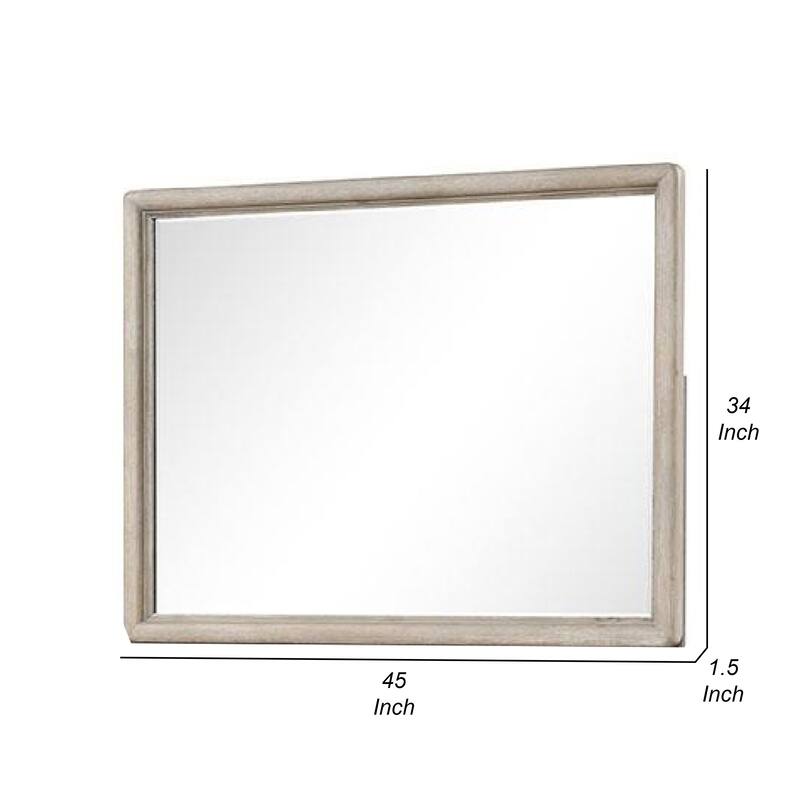 Myna Dresser Mirror, Beveled Glass, Oak Brown Solid Wood, 34x45 - Oak Brown