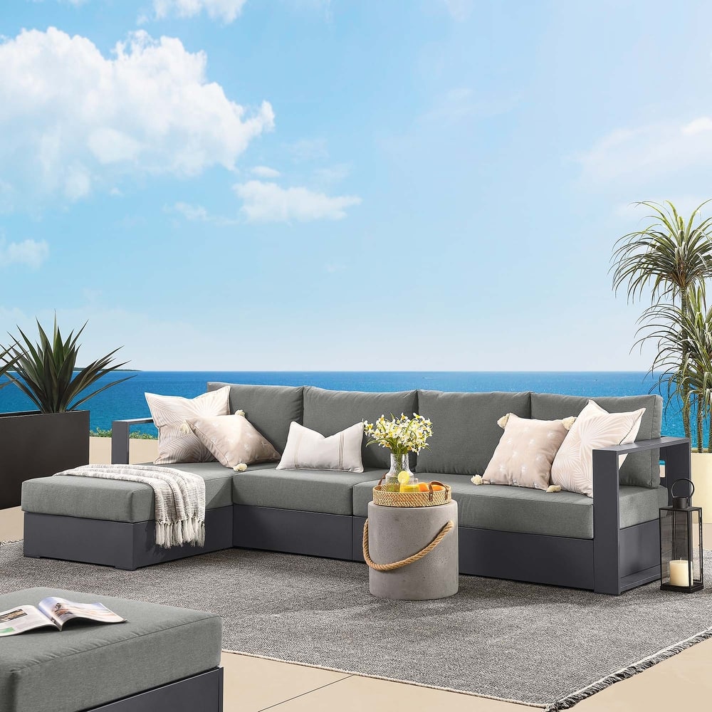 Tahoe Patio Aluminum 3-Piece Left-Facing Chaise Sectional Sofa Set