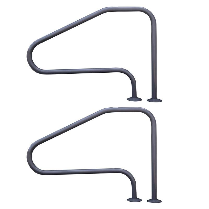 Saftron RTD-448-GG 4 Bend Swimming Pool Mounted Polymer Handrail, Gray (2 Pack) - 35.8