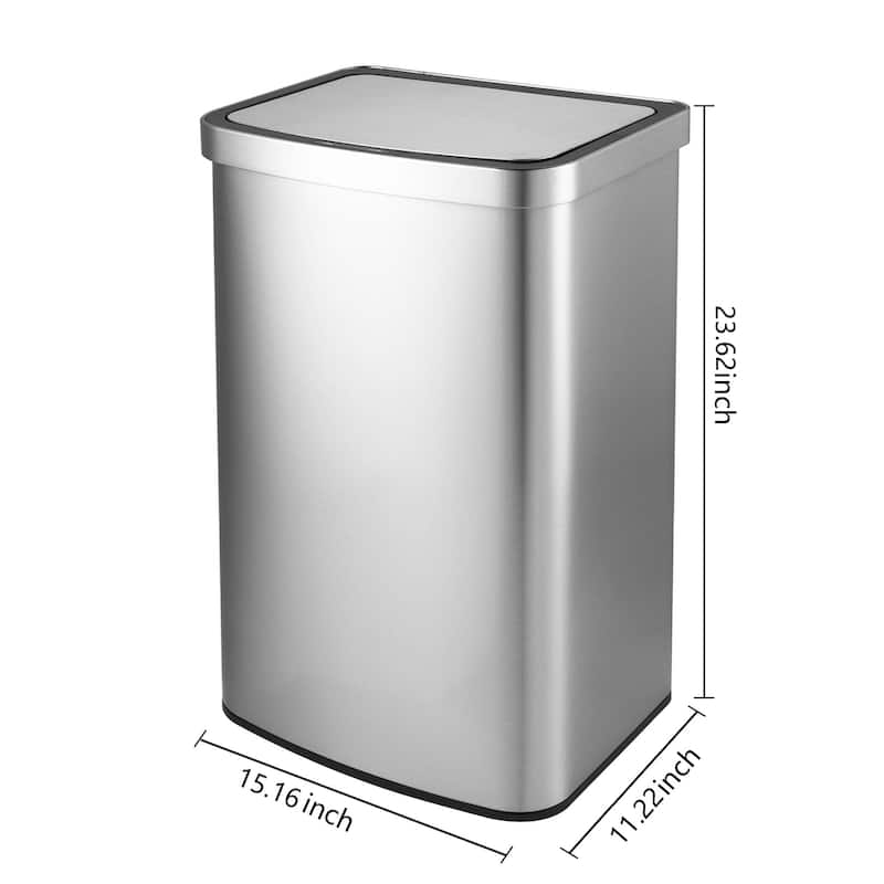 Innovaze 13 Gal./50 Liter Stainless Steel Oval Motion Sensor Trash Can for Kitchen
