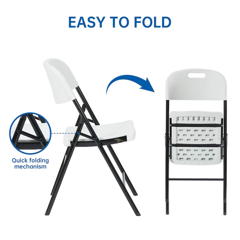 Ukuowu Durable Sturdy Plastic Folding Chair 650lb. Capacity for Events Office Wedding Party Picnic Kitchen Dining
