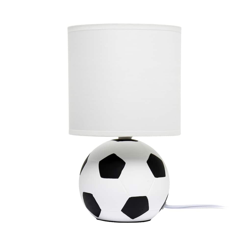 10.7 in. White and Black Finish Soccer Ball Table Lamp with White Shade, Sturdy Table Lamp for Living Rooms and Bedrooms