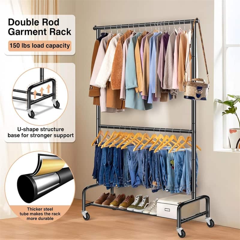 Heavy Duty Clothing Racks for Hanging Clothes Rack - 15.8"D x 47.2"W x 70.9"H
