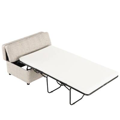 Twin Size Folding Ottoman Sleeper Bed with Mattress Convertible Bed