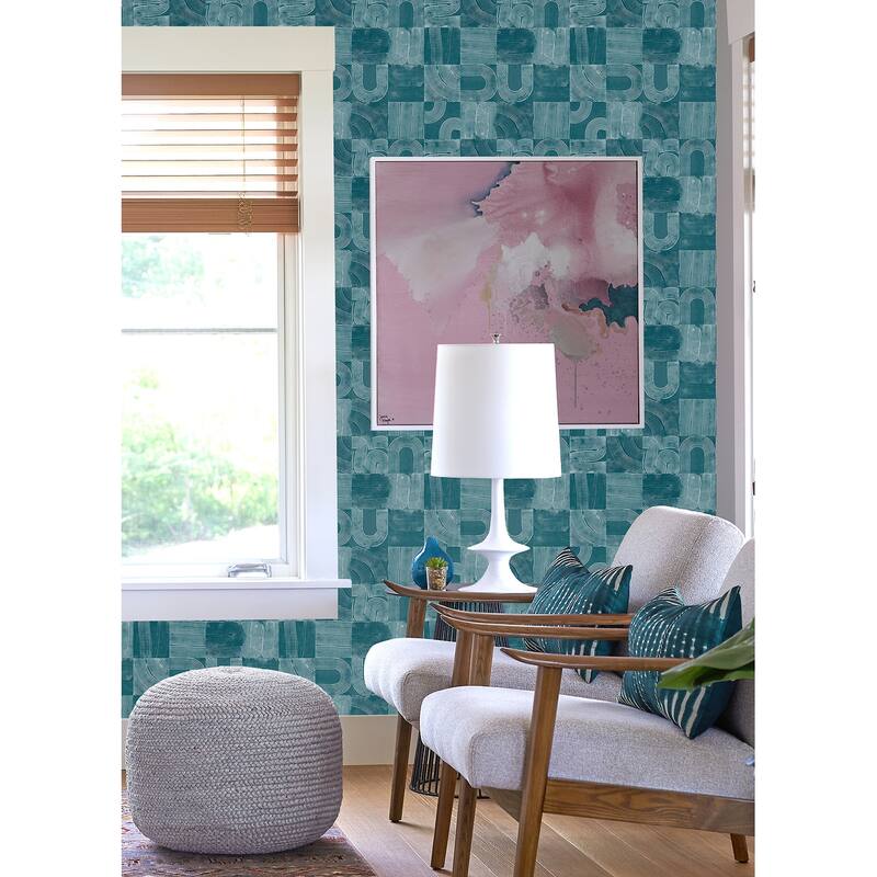 NuWallpaper Teal Vaughn Geometric Peel & Stick Wallpaper