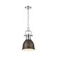 preview thumbnail 2 of 0, Yep by Golden Lighting Duncan 1-light 9in Chain Hung Pendant in Chrome and Rubbed Bronze shade