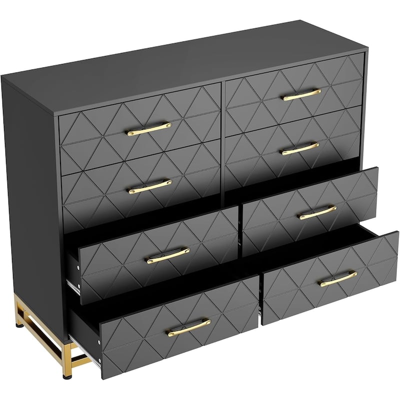 Dresser TV Stand, 8 Drawer Dresser for Bedroom, Wooden Chest of Drawers