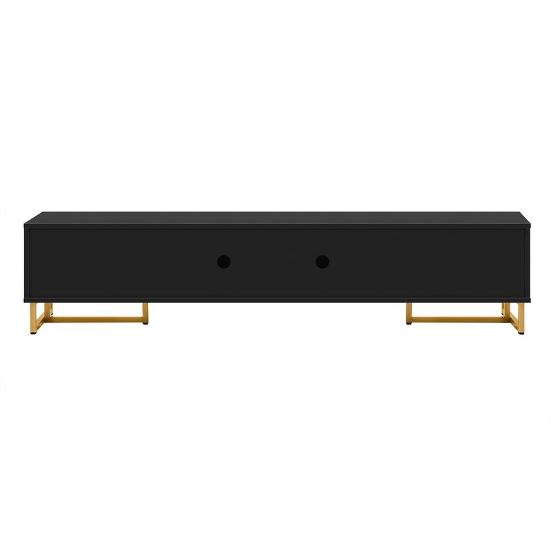 Roomfitters Modern TV Stand for 65 Inch TV and Above, Entertainment Console Cabinet with Storage Compartments, Black