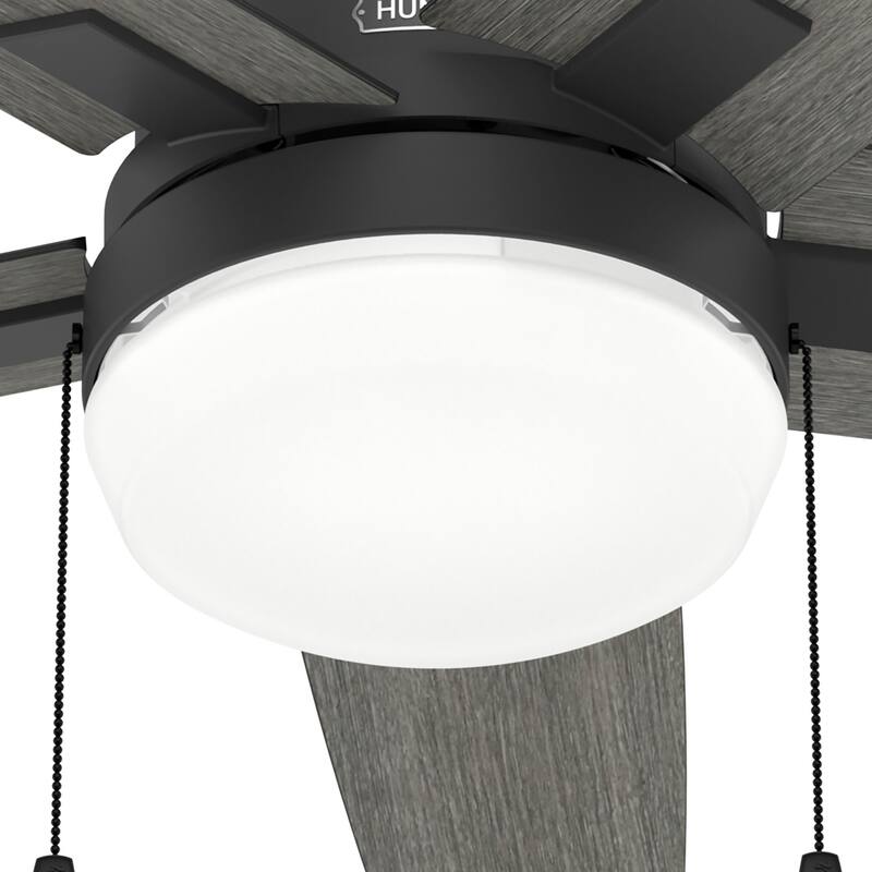 Hunter 44" Matte Black Ceiling Fan with LED Light Kit and Pull Chain