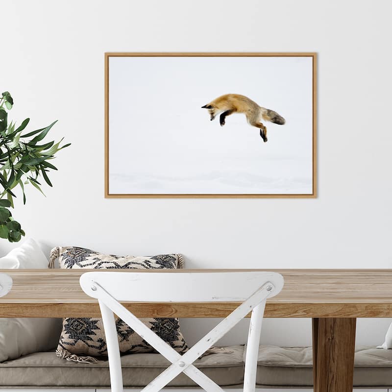 Red Fox in Snow by Deborah Winchester Framed Canvas Art