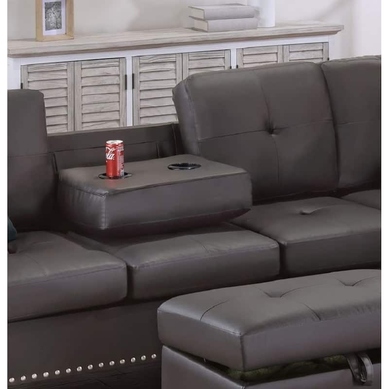Living Room Furniture 3-PCS Sectional Sofa Set LAF Sofa RAF Chaise And Storage Ottoman