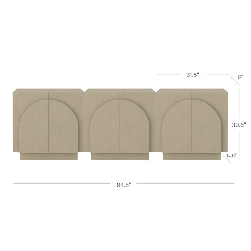Iris Wooden Accent Cabinet, Sideboard Credenza or TV Stand with Arched Cabinet Doors and Adjustable Shelves