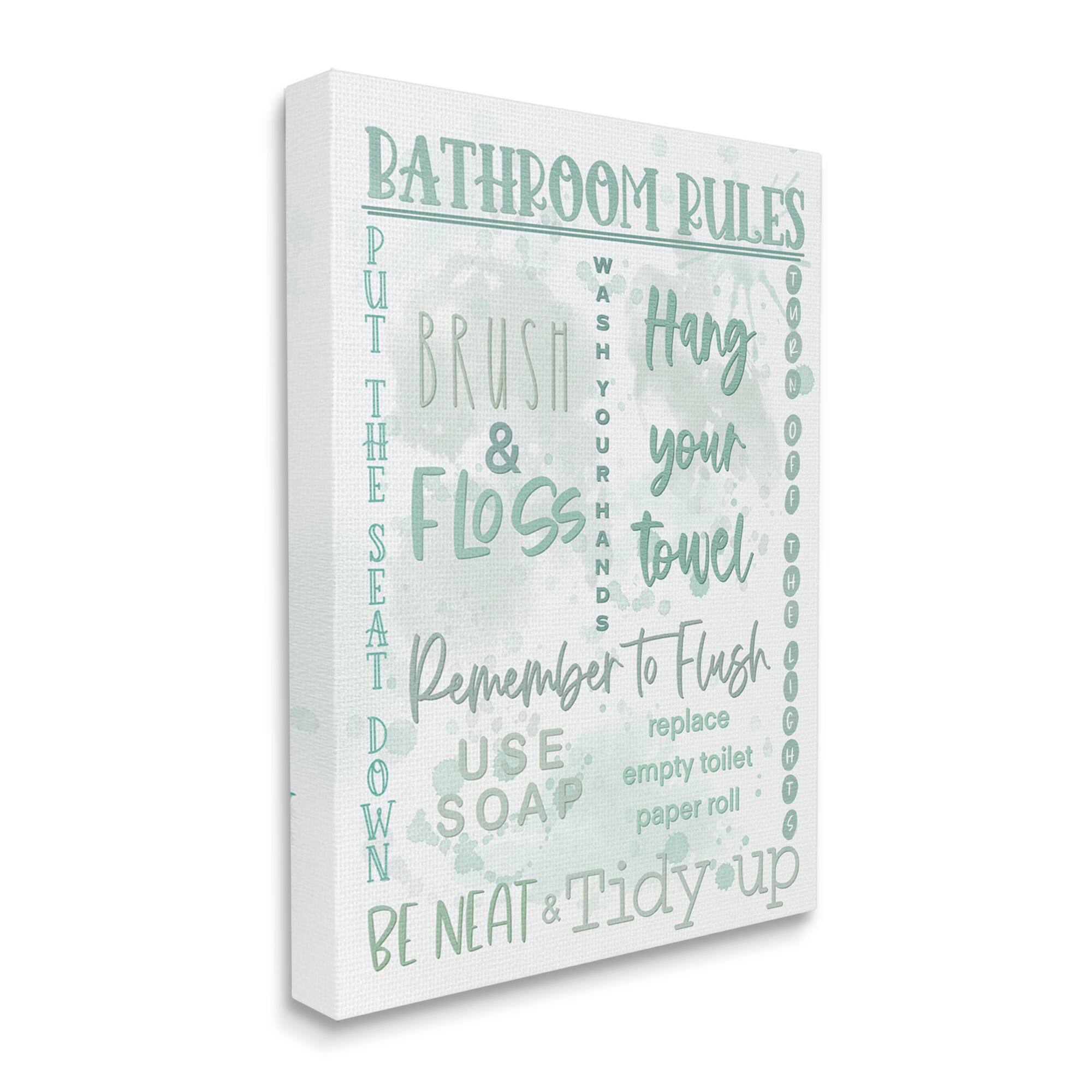 Stupell Green Bathroom Rules Canvas Wall Art Design by Matthew
