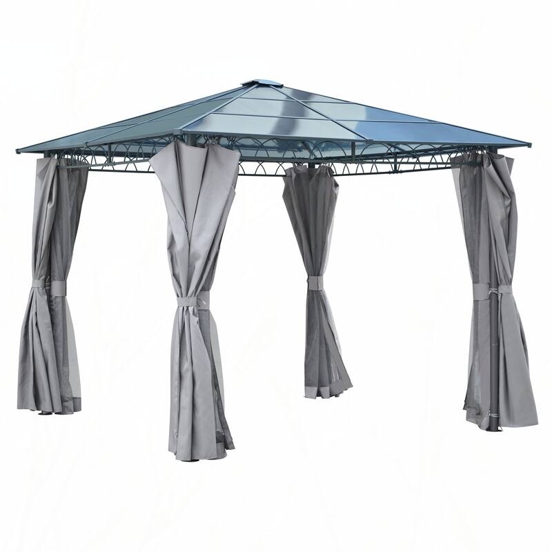 10'x10' Hardtop Outdoor Gazebo with Roof(Grey)