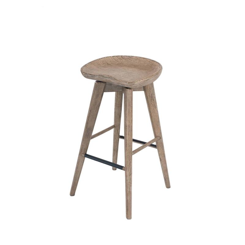 Bali Backless Wood Swivel Indoor Barstool - N/A