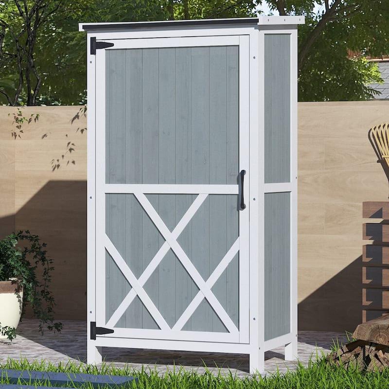 Christopher Knight Home - Peterson Outdoor Wood Tone Storage Shed - Grey