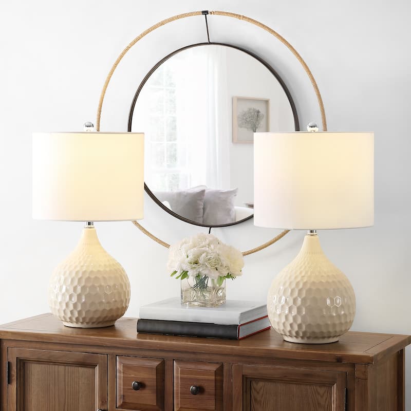SAFAVIEH Lighting Nalon 24-inch Ceramic LED Table Lamp (Set of 2) - 13" W x 13" L x 24" H