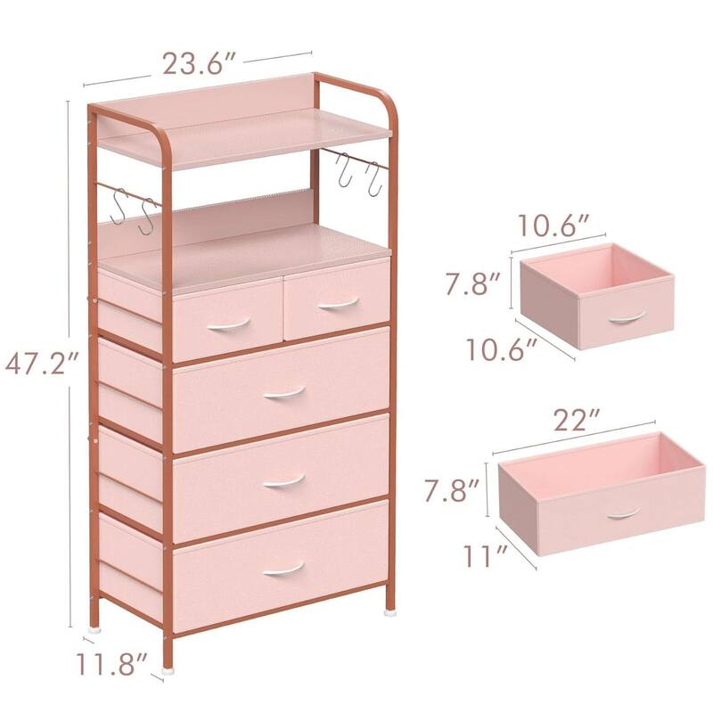 Dresser for Bedroom,Fabric Dresser Storage Tower with 5 Drawers