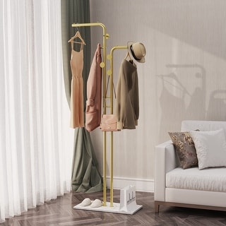 Coat Rack with Marble Base Entryway Coats Hanger Stand with 5 Hooks ...