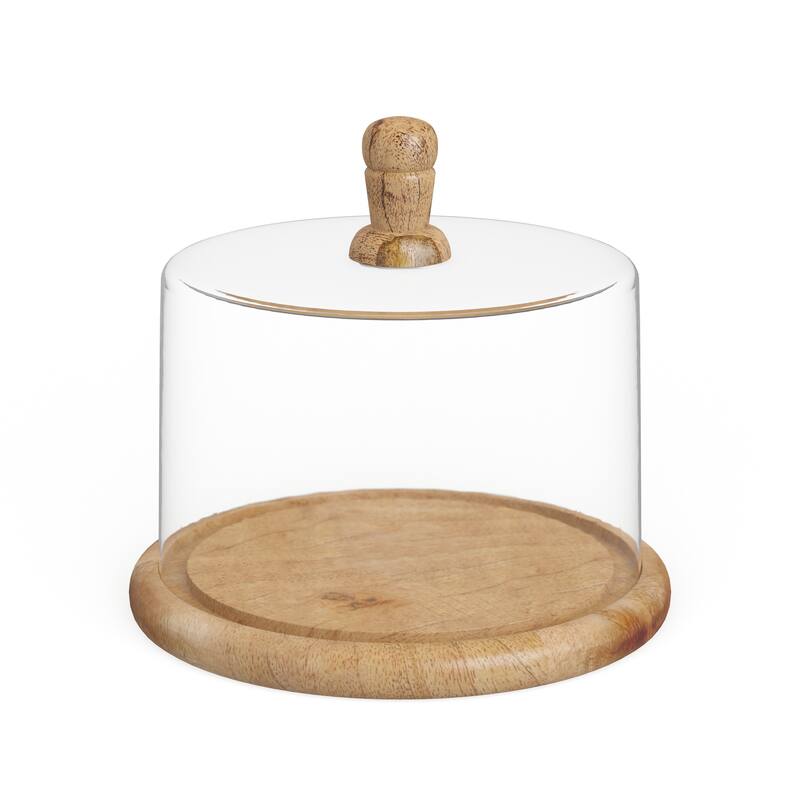 Brown Glass Cake Stand with Glass Lid - 8 x 8 x 6 Round
